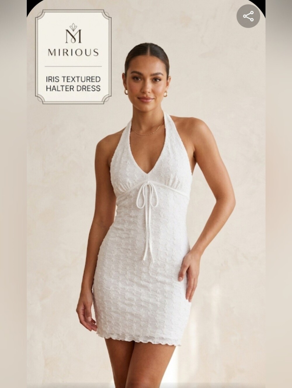 iris Textured White Halter Dress